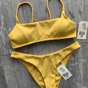 Billabong Yellow Ribbed Bikini Set